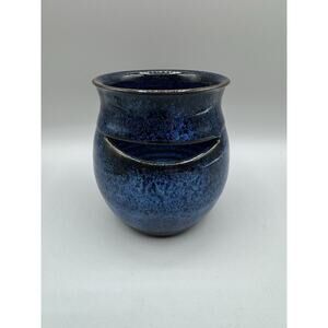Jon Graham Egg Separator Cup Blue Brown Glaze Ohio Art Pottery Signed 2012